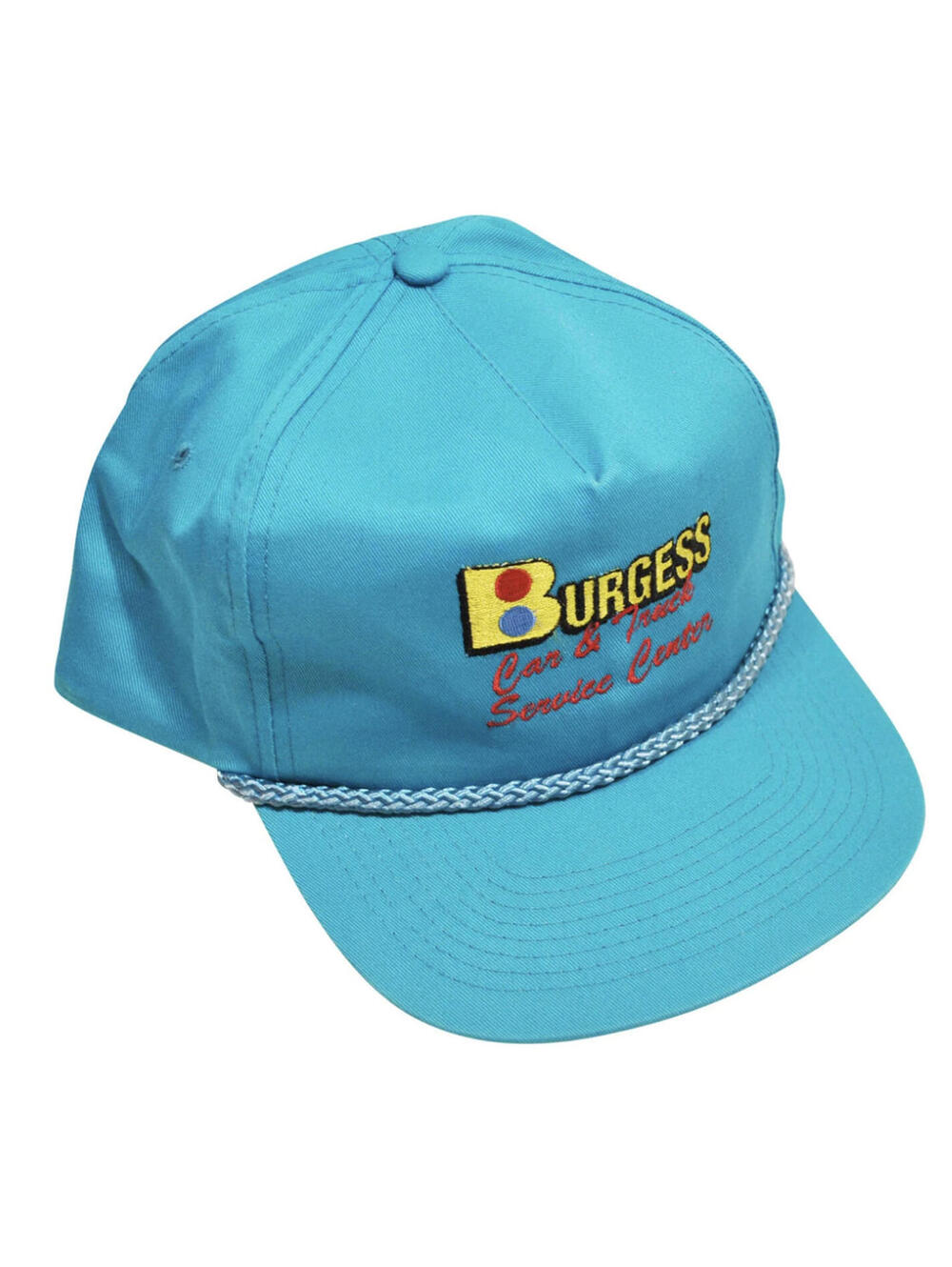 Vintage Burgess Car & Truck Service 90s Blue Cap Leather Strap Hat